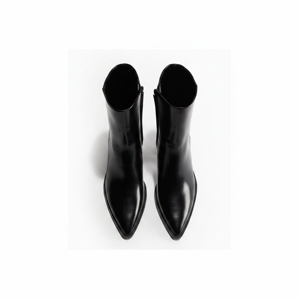 H&M Ankle Boots with Pointed Toes Size 7 – Top-down view of both boots on white background