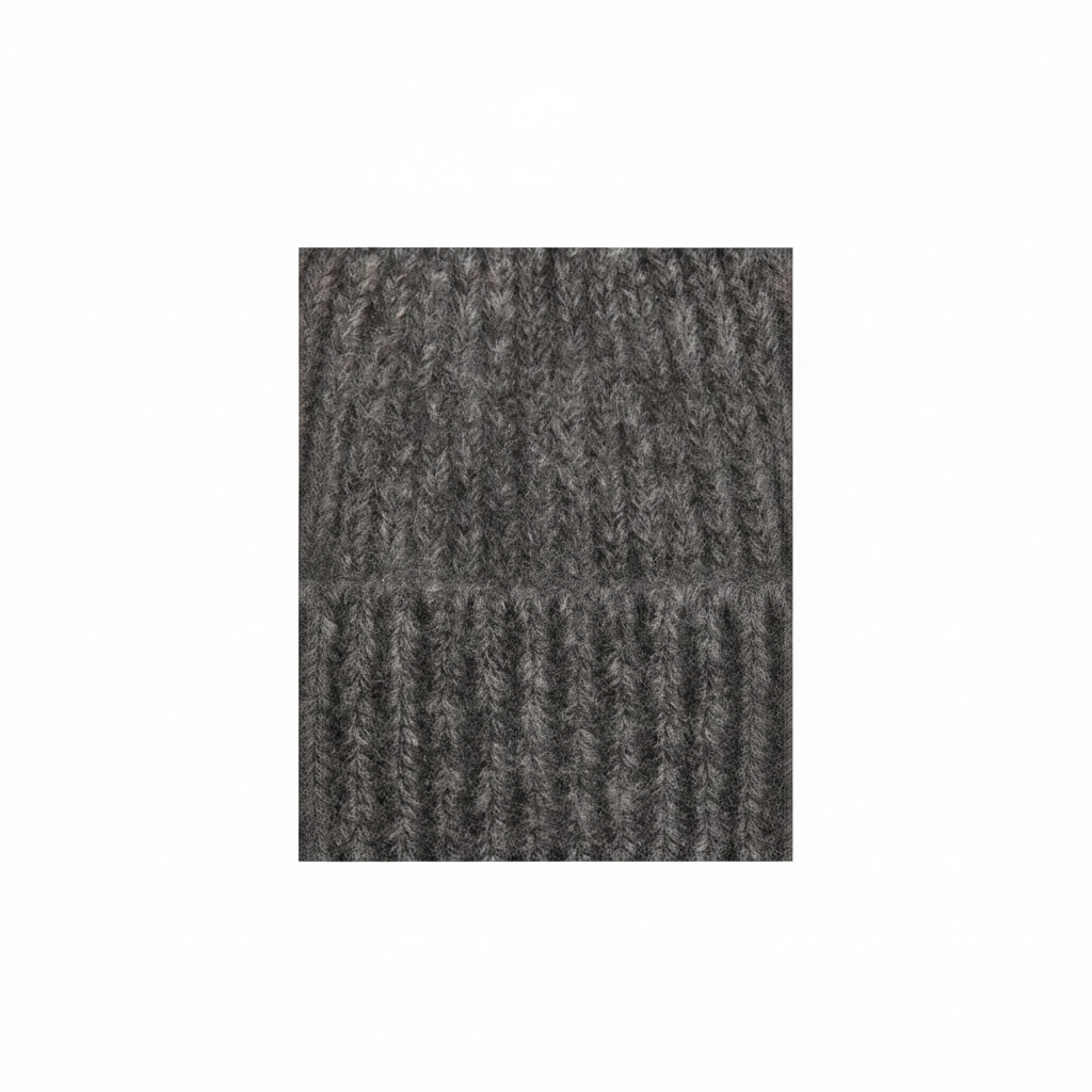 H&M Fuzzy Wool-Blend Beanie One Size – Gray texture close-up on white background