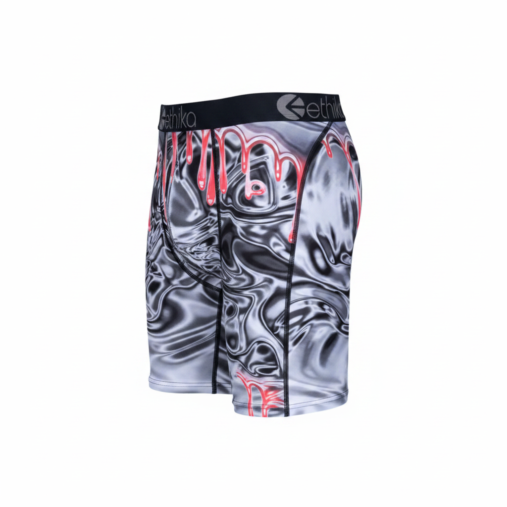 Ethika Boys Graphic Briefs – Bomber Slime print, side view, full length on white background