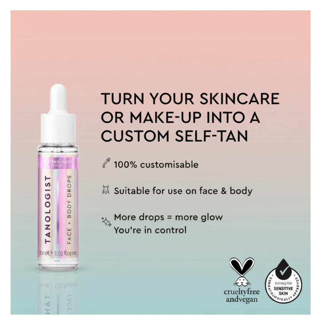 Tanologist Self Tan Face and Body Drops Light - product detail and how to use