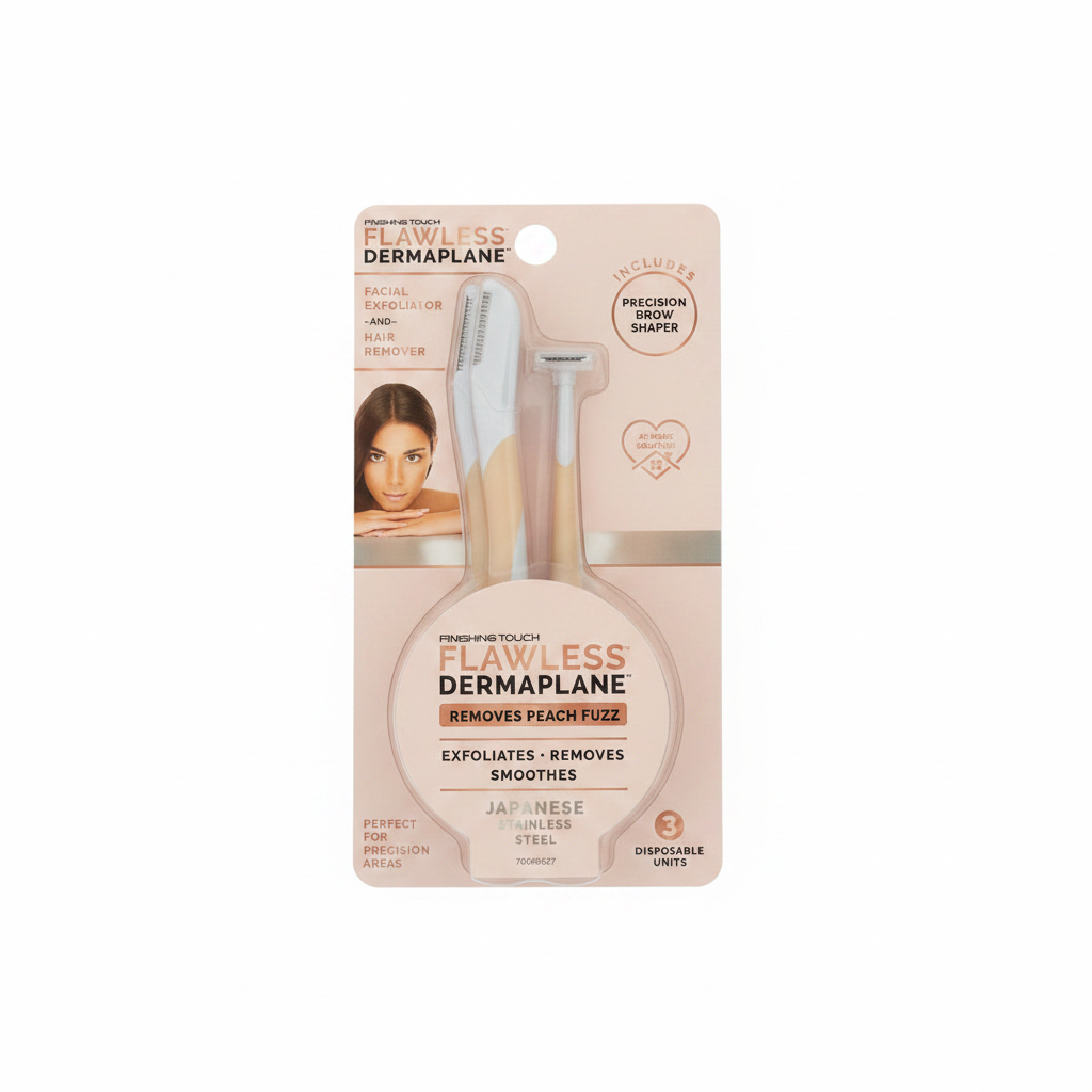 Finishing Touch Flawless DermaPlane Facial Exfoliator Hair Remover Travel Pack 3pc - front view
