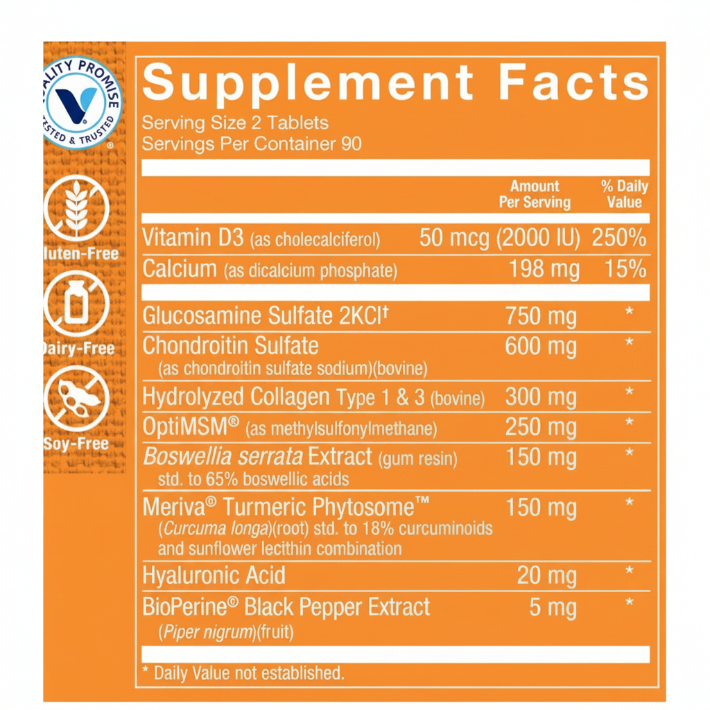Joint Care Supplement Facts - Orange BG