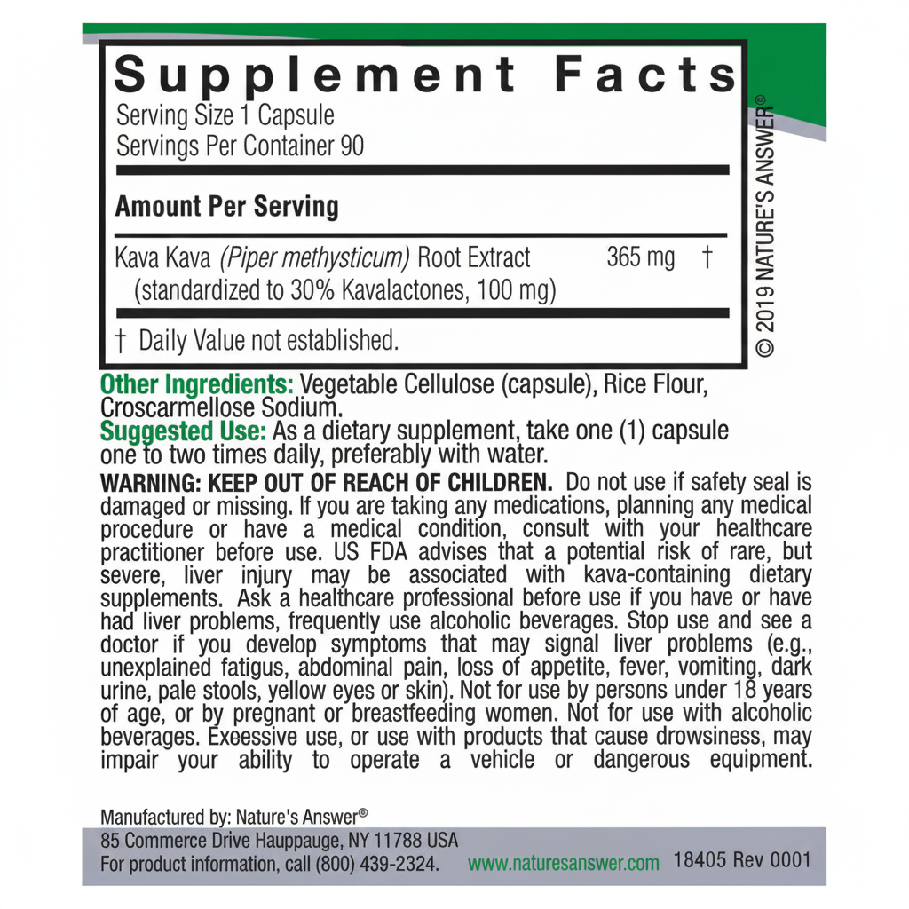 Kava-6 Supplement Facts White BG