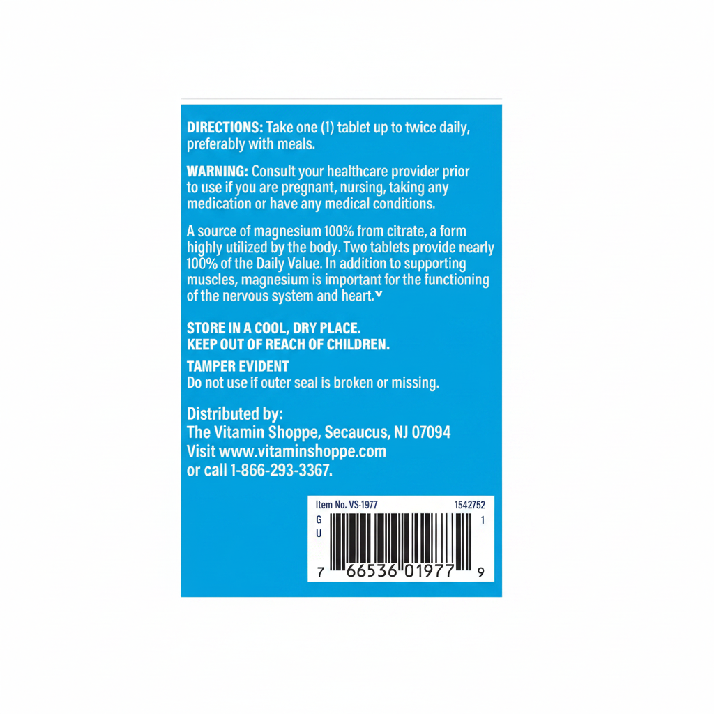 Magnesium Citrate Back Panel - White BG