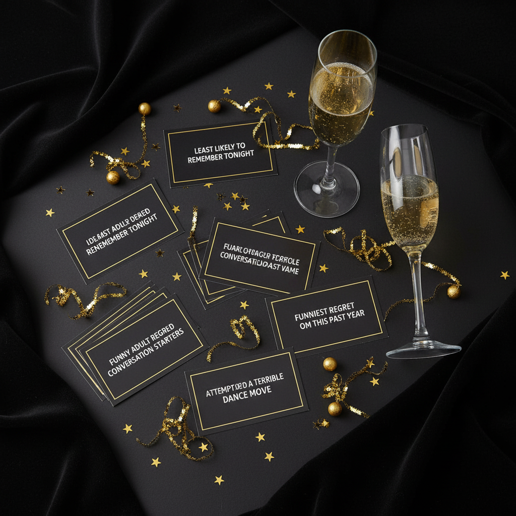 NYE card game flat-lay no bottle no hands