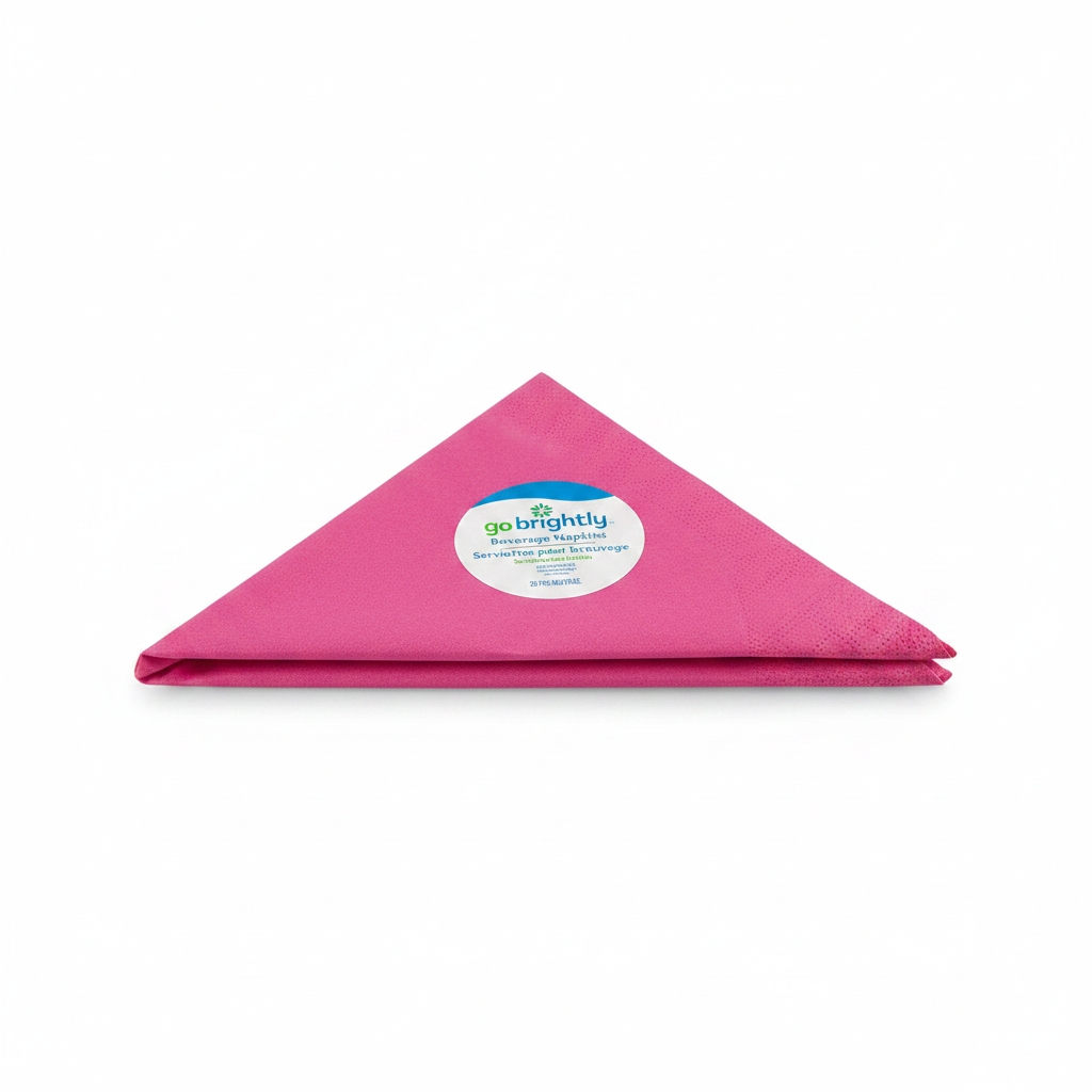 Single folded pink napkin close-up