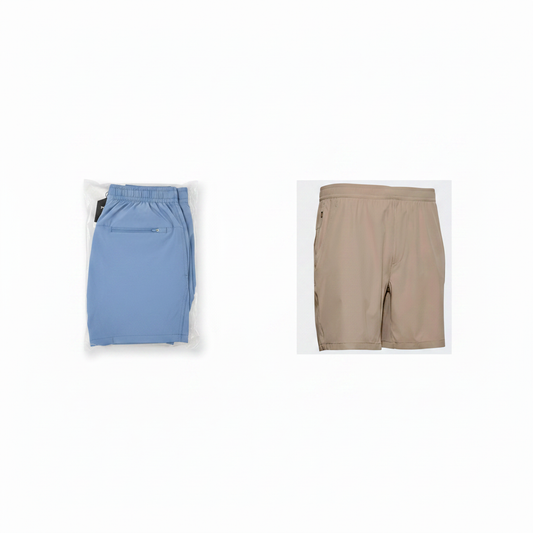 Sky Blue & Cement Woven Shorts Collage