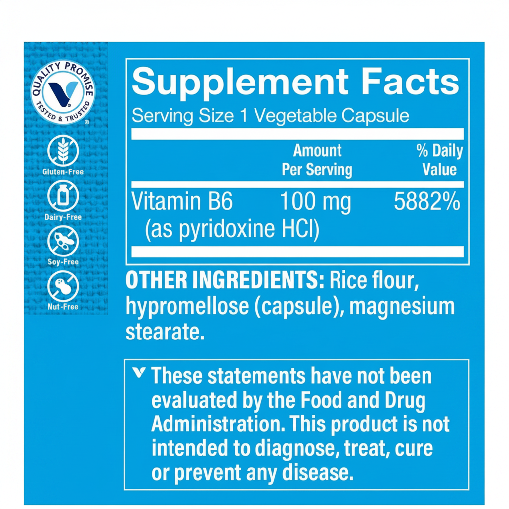 Vitamin B6 Supplement Facts - Blue BG